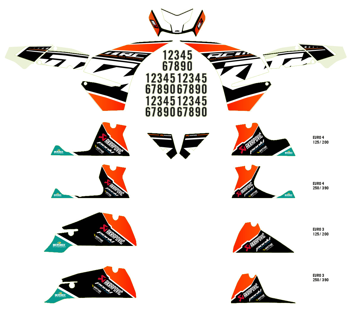 Kit de gráficos Factory KTM RC 200/250/390