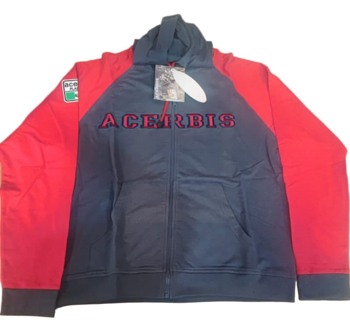SUDADERA CREMALLERA Y CAPUCHA AZUL ROJO XL
