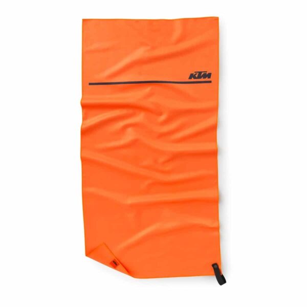 Eleva tu rendimiento con la toalla deportiva naranja 100% poliéster de KTM. Absorción excepcional y estilo vibrante en cada entrenamiento.